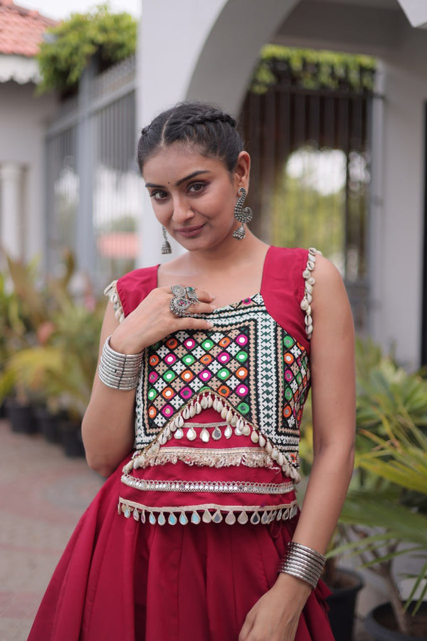 Roman Silk Pan Patti Gota Work Lehenga Set Clothsvilla
