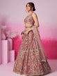 Load image into Gallery viewer, Rose Gold Bridel Net Moti, Sequins embroidery Semi-Stitched Bridel Lehenga choli &amp; Dupatta ClothsVilla