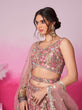 Load image into Gallery viewer, Rose Gold Bridel Net Moti, Sequins embroidery Semi-Stitched Bridel Lehenga choli &amp; Dupatta ClothsVilla