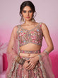 Load image into Gallery viewer, Rose Gold Bridel Net Moti, Sequins embroidery Semi-Stitched Bridel Lehenga choli &amp; Dupatta ClothsVilla