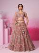 Load image into Gallery viewer, Rose Gold Bridel Net Moti, Sequins embroidery Semi-Stitched Bridel Lehenga choli &amp; Dupatta ClothsVilla