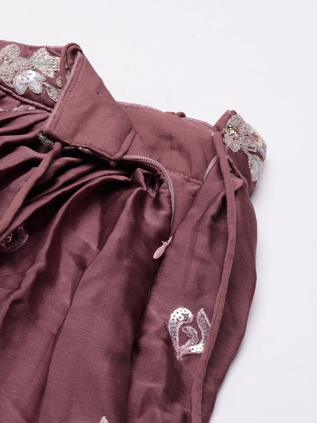Rose Gold Chinon Sequins embroidery Semi-Stitched Lehenga choli & Dupatta ClothsVilla