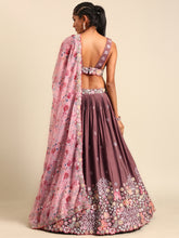 Load image into Gallery viewer, Rose Gold Chinon Sequins embroidery Semi-Stitched Lehenga choli &amp; Dupatta ClothsVilla