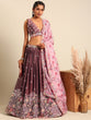 Load image into Gallery viewer, Rose Gold Chinon Sequins embroidery Semi-Stitched Lehenga choli &amp; Dupatta ClothsVilla
