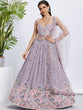 Load image into Gallery viewer, Mauve Organza Sequins, Zarkan and thread embroidery Semi-Stitched Lehenga choli &amp; Dupatta ClothsVilla