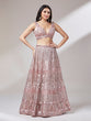 Load image into Gallery viewer, Rose Gold Net Mirror &amp; Sequinse embroidery Semi-Stitched Lehenga choli &amp; Dupatta Clothsvilla