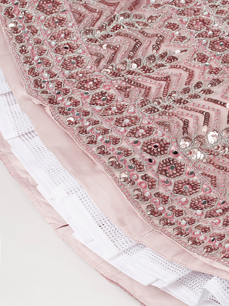 Rose Gold Net Mirror & Sequinse embroidery Semi-Stitched Lehenga choli & Dupatta Clothsvilla