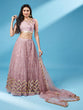 Load image into Gallery viewer, Rose Gold Net Semi Stitched Thread and Sequins work Lehenga Choli Clothsvilla