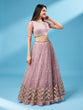 Load image into Gallery viewer, Rose Gold Net Semi Stitched Thread and Sequins work Lehenga Choli Clothsvilla