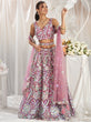 Load image into Gallery viewer, Rose Gold Net Sequins embroidery Semi-Stitched Lehenga choli &amp; Dupatta ClothsVilla