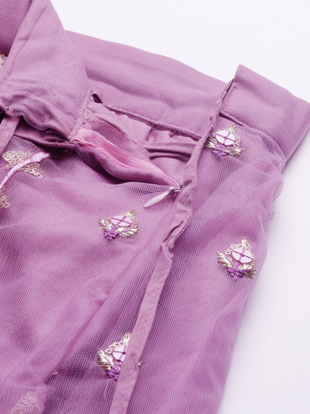 Rose Gold Net Sequinse Work Semi-Stitched Lehenga & Unstitched Blouse, Dupatta ClothsVilla
