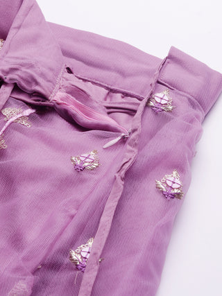 Rose Gold Net Sequinse Work Semi-Stitched Lehenga & Unstitched Blouse, Dupatta ClothsVilla