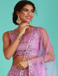 Load image into Gallery viewer, Rose Gold Net Sequinse Work Semi-Stitched Lehenga &amp; Unstitched Blouse, Dupatta ClothsVilla