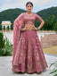 Rose gold Organza fabric Sequins work Semi-Stitched Lehenga choli & Dupatta ClothsVilla.com