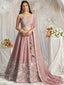 Rose Gold Pure Chiffon Sequins and thread embroidery Semi-Stitched Lehenga choli & Dupatta ClothsVilla