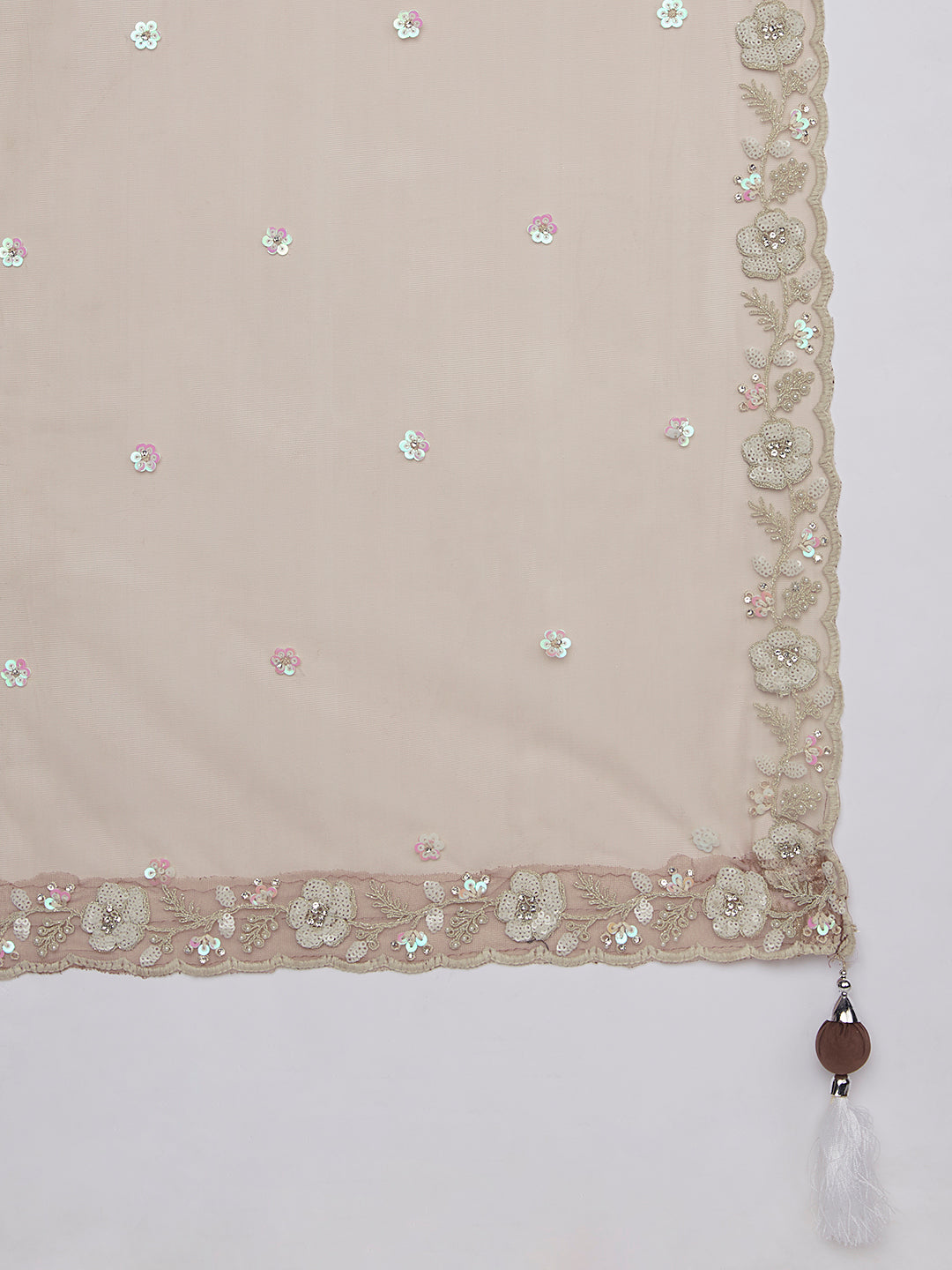 Rose Gold Sequinned Lehenga Choli Set - Embroidered Elegance ClothsVilla