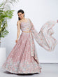 Load image into Gallery viewer, Rose Gold Shimmer Semi-Stitched Lehenga Choli Set with Sequin &amp; Thread Embroidery ClothsVilla