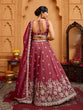 Load image into Gallery viewer, Rose Gold Tissue Lehenga Choli with Sequins, Stones &amp; Thread Embroidery – Full-Flared Semi-Stitched Lehenga with Ethnic Dupatta ClothsVilla