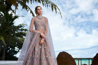Rose gold Toned Organza Sequins & Zarkan embroidery Semi-Stitched Lehenga choli & Dupatta Clothsvilla