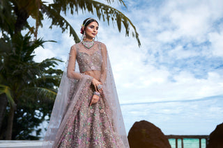 Rose gold Toned Organza Sequins & Zarkan embroidery Semi-Stitched Lehenga choli & Dupatta Clothsvilla