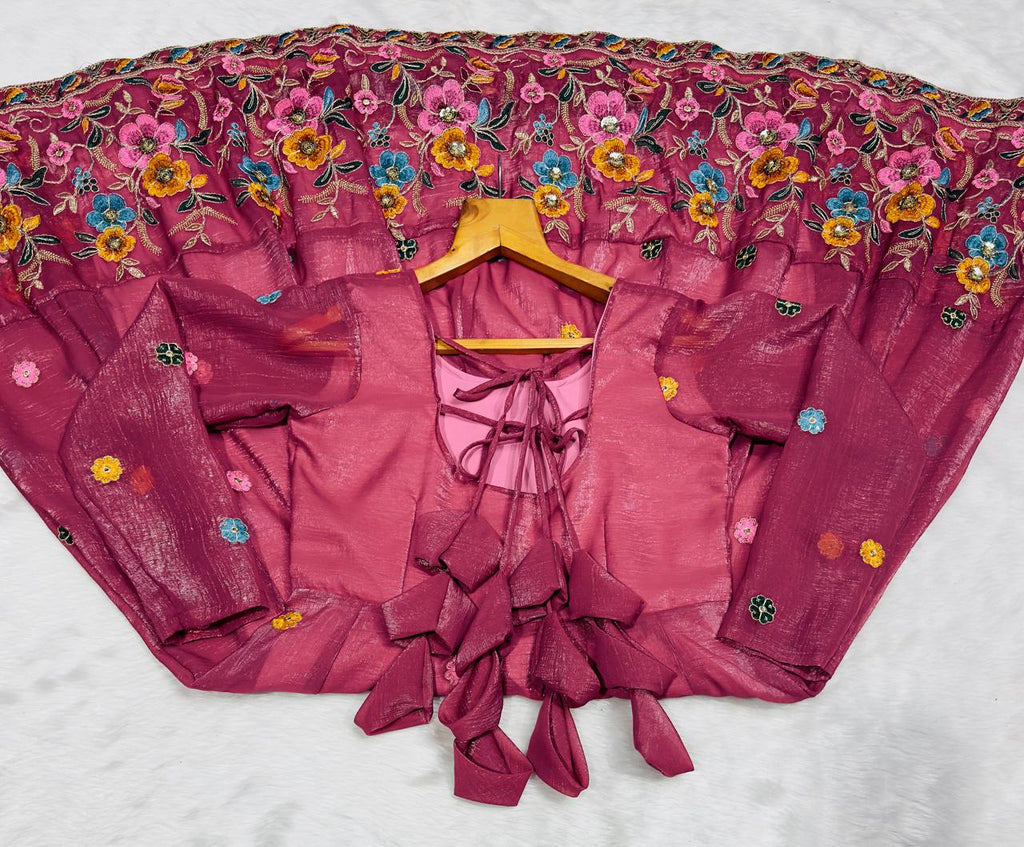 Rose Pink Designer Soft Crunchy Silk Embroidered Gown Set with Sequins Work & Matching Dupatta – Fully Stitched Festive & Party Wear ClothsVilla