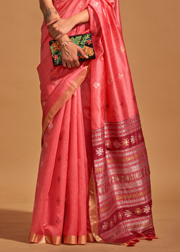 Rose Pink Elegant Banarasi Blended Silk Saree with Intricate Timeless Design – Ideal for Grand Occasions ClothsVilla