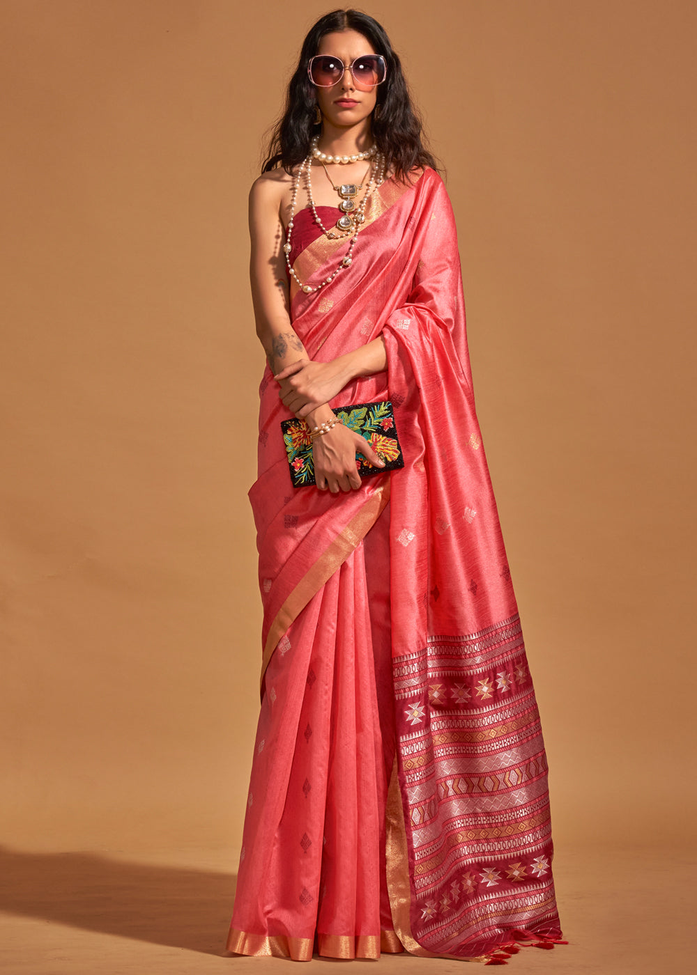 Rose Pink Elegant Banarasi Blended Silk Saree with Intricate Timeless Design – Ideal for Grand Occasions ClothsVilla Main image
