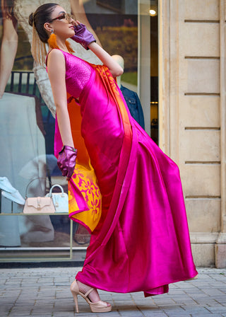 Rose Pink Elegant Satin Crepe Saree – A Perfect Blend of Luxury & Grace ClothsVilla