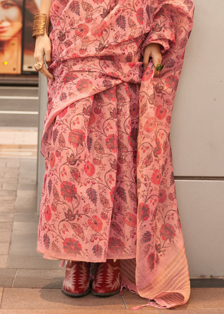 Rose Pink Exquisite Blended Tissue Silk Saree with Blouse Piece ClothsVilla