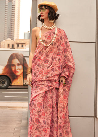 Rose Pink Exquisite Blended Tissue Silk Saree with Blouse Piece ClothsVilla