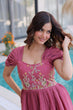Load image into Gallery viewer, Rose Pink Gown with Cap Sleeves Clothsvilla