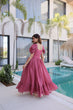 Load image into Gallery viewer, Rose Pink Gown with Cap Sleeves Clothsvilla