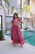 Load image into Gallery viewer, Rose Pink Gown with Cap Sleeves Clothsvilla