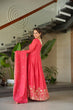 Load image into Gallery viewer, Rose Pink Graceful Chinnon Embroidered Gown Set with Designer Dupatta Clothsvilla