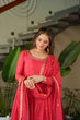 Load image into Gallery viewer, Rose Pink Graceful Chinnon Embroidered Gown Set with Designer Dupatta Clothsvilla