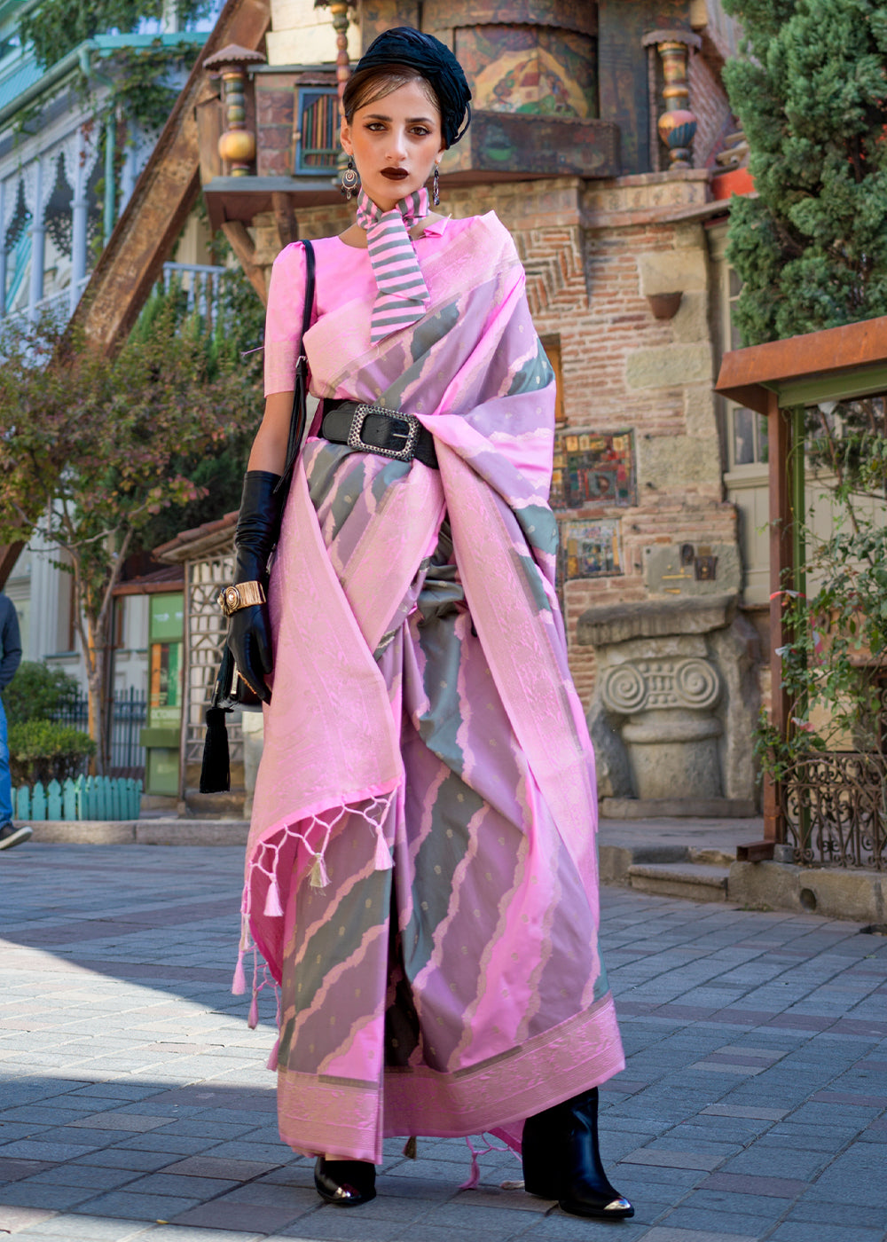 Rose Pink Radiant Elegance Blended Silk Designer Saree ClothsVilla