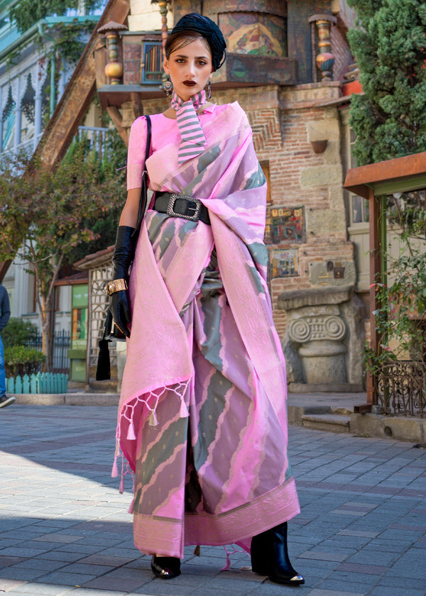 Rose Pink Radiant Elegance Blended Silk Designer Saree ClothsVilla