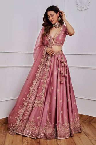 Rose Pink Timeless Elegance – Classic Indian Lehenga Set for Festive Glam ClothsVilla