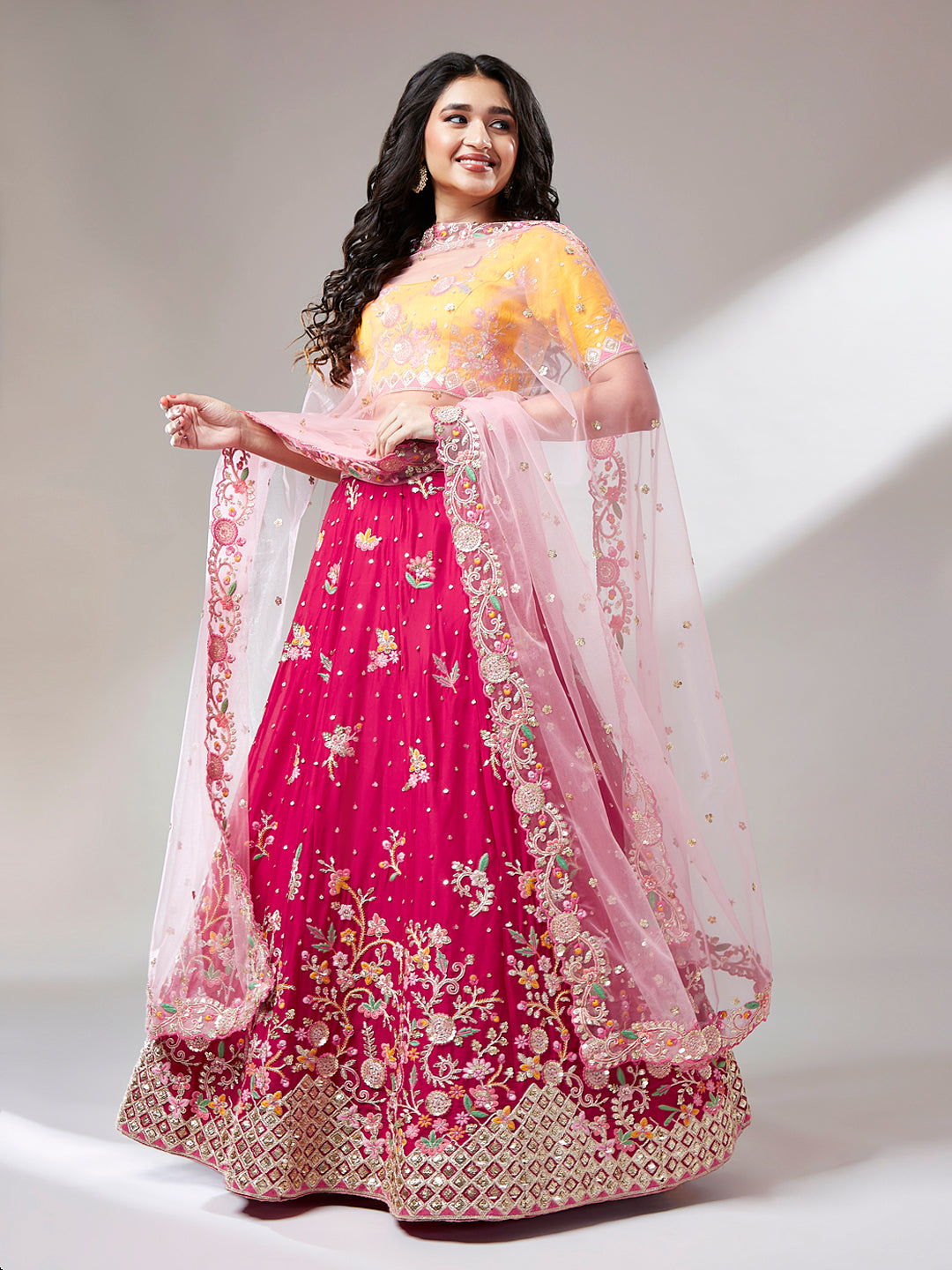 Rose Pure Georgette Sequinse Work Semi-Stitched Lehenga & Unstitched Blouse with Dupatta Clothsvilla