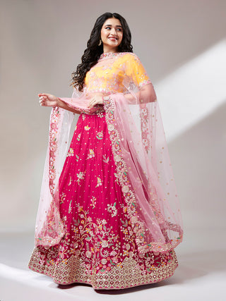 Rose Pure Georgette Sequinse Work Semi-Stitched Lehenga & Unstitched Blouse with Dupatta Clothsvilla