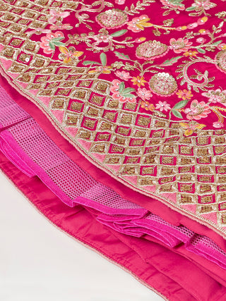Rose Pure Georgette Sequinse Work Semi-Stitched Lehenga & Unstitched Blouse with Dupatta Clothsvilla