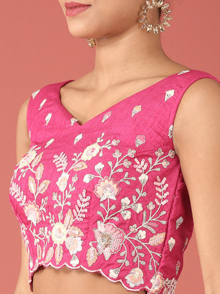 Rose Tone Shadding Net Sequinse Work Semi-Stitched Lehenga & Unstitched Blouse, Dupatta Clothsvilla