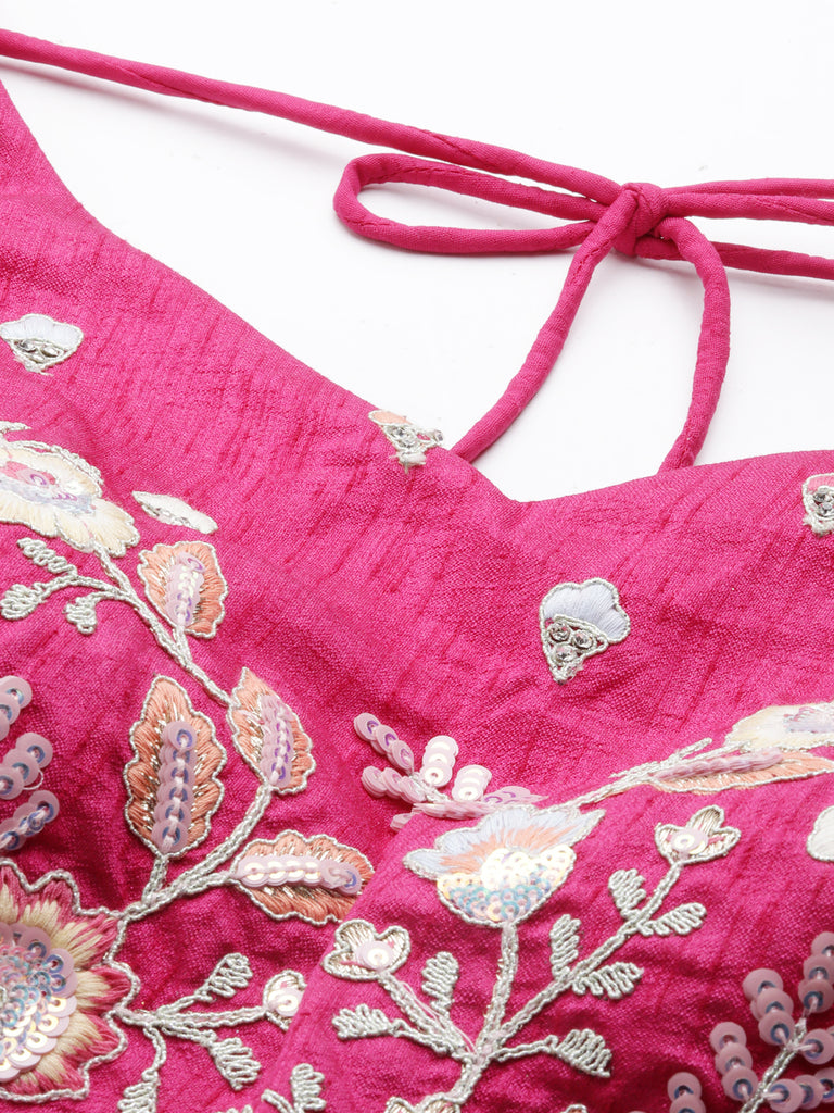 Rose Tone Shadding Net Sequinse Work Semi-Stitched Lehenga & Unstitched Blouse, Dupatta Clothsvilla