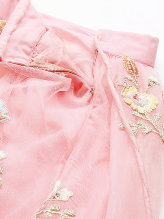 Rose Tone Shadding Net Sequinse Work Semi-Stitched Lehenga & Unstitched Blouse, Dupatta Clothsvilla