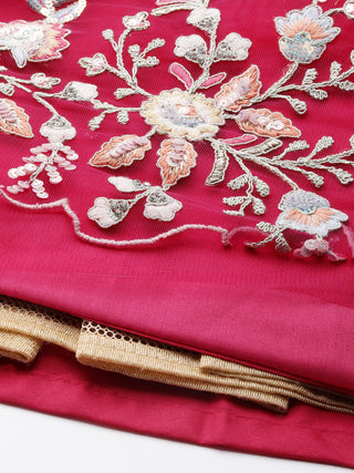 Rose Tone Shadding Net Sequinse Work Semi-Stitched Lehenga & Unstitched Blouse, Dupatta Clothsvilla