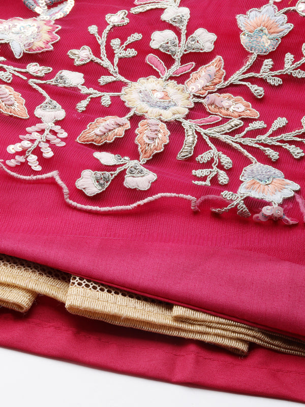 Rose Tone Shadding Net Sequinse Work Semi-Stitched Lehenga & Unstitched Blouse, Dupatta Clothsvilla
