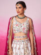 Load image into Gallery viewer, Rose White Georgette Moti, Sequins embroidery Semi-Stitched Bridel Lehenga choli &amp; Dupatta Clothsvilla