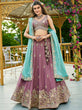 Load image into Gallery viewer, Rosegold Elegant Chiffon Sequin Embroidered Lehenga Choli Set with Ethnic Dupatta &amp; Handmade Latkan ClothsVilla