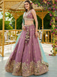 Load image into Gallery viewer, Rosegold Elegant Chiffon Sequin Embroidered Lehenga Choli Set with Ethnic Dupatta &amp; Handmade Latkan ClothsVilla
