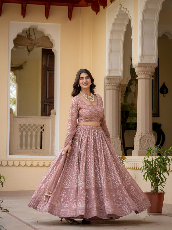 Rosy Brown Georgette Lehenga Set ClothsVilla
